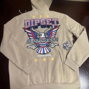 Diplomats DIPSET reason, collaboration men’s beige pullover hoodie, large